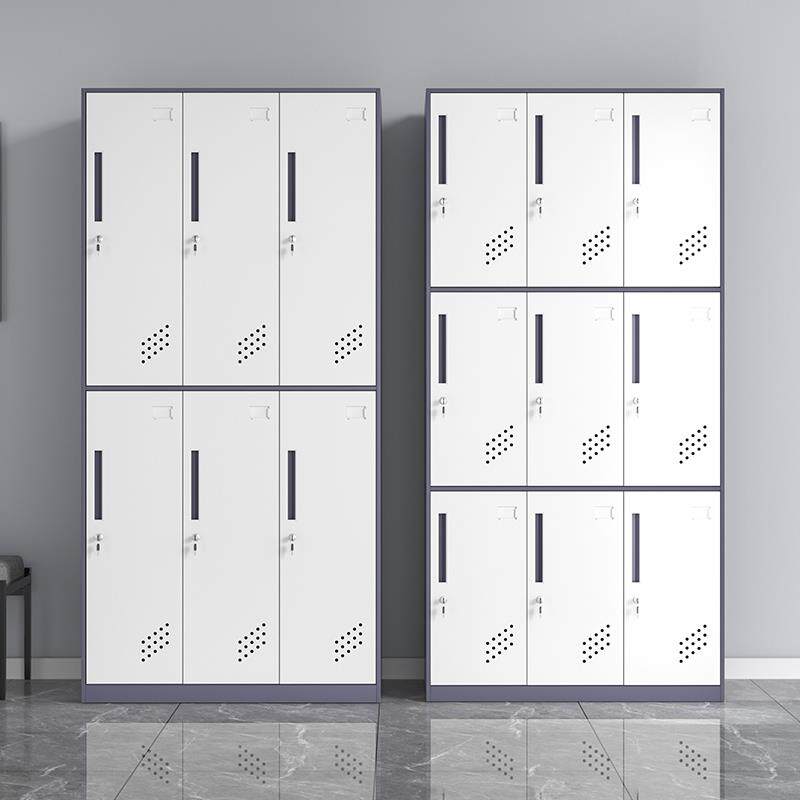 钢制员工宿舍铁皮储物柜健身房更衣柜带锁浴室换衣柜四门寄存柜子