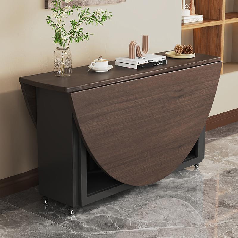 折叠餐桌新中式圆桌家用小户型餐桌吃饭桌子圆形移动餐桌饭店餐桌