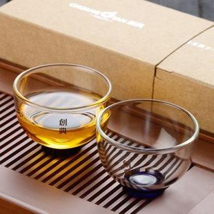 创典耐热玻璃茶杯小号功夫茶具品茶杯手工加厚玻璃茶杯主人杯80ml