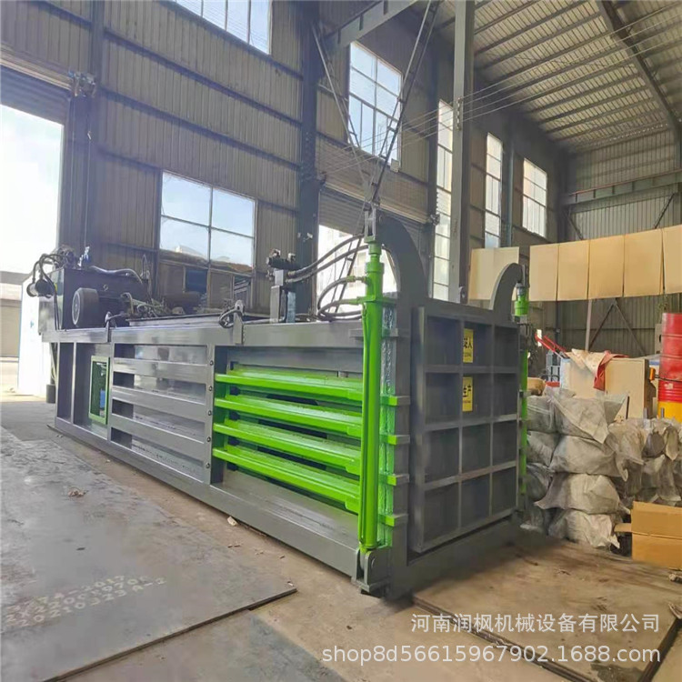 废铁废纸卧式打包机 自动穿绳液压纸箱压块机 海绵纤维打包机