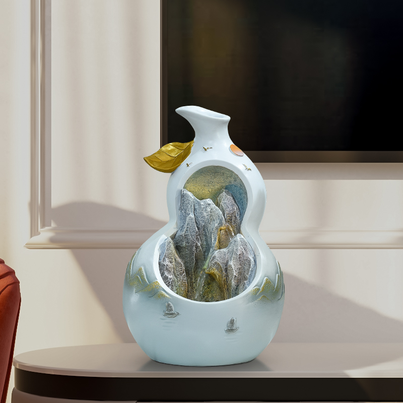 国风葫芦流水喷泉摆件客厅玄关电视柜H装饰乔迁新居龙年开运礼物