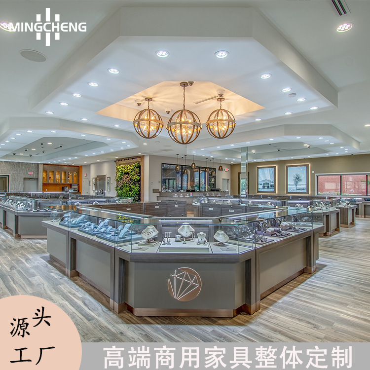 高档珠宝展厅中式珠宝展示柜异形首饰中岛柜台珍珠宝石木质展示架