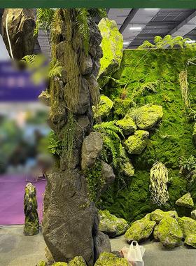模拟苔藓泡沫石造景室内假石道具壁挂式绿色植物假山苔藓窗饰