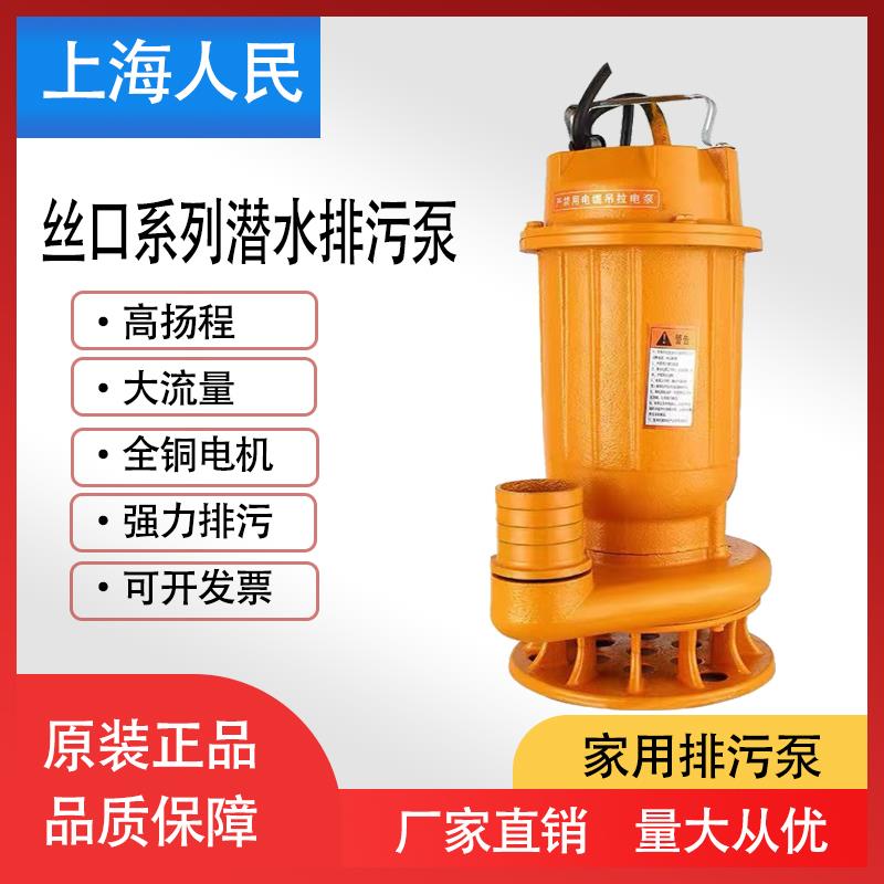 上海人民污水泵家用丝口排污泵220V750W1.1KW1500W2200W2寸单三相