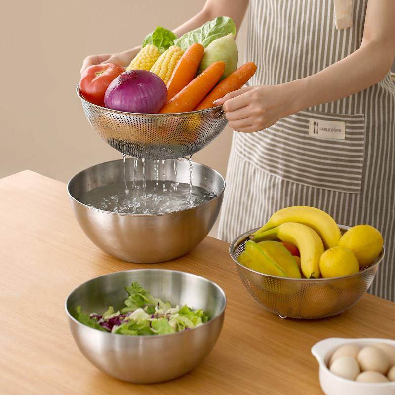 304不锈钢盆套装厨房家用加厚打蛋和面洗菜沥水篮沙拉料理烘焙盆,餐饮具,盆,淘宝优惠券,粉丝福利购,淘宝优惠卷