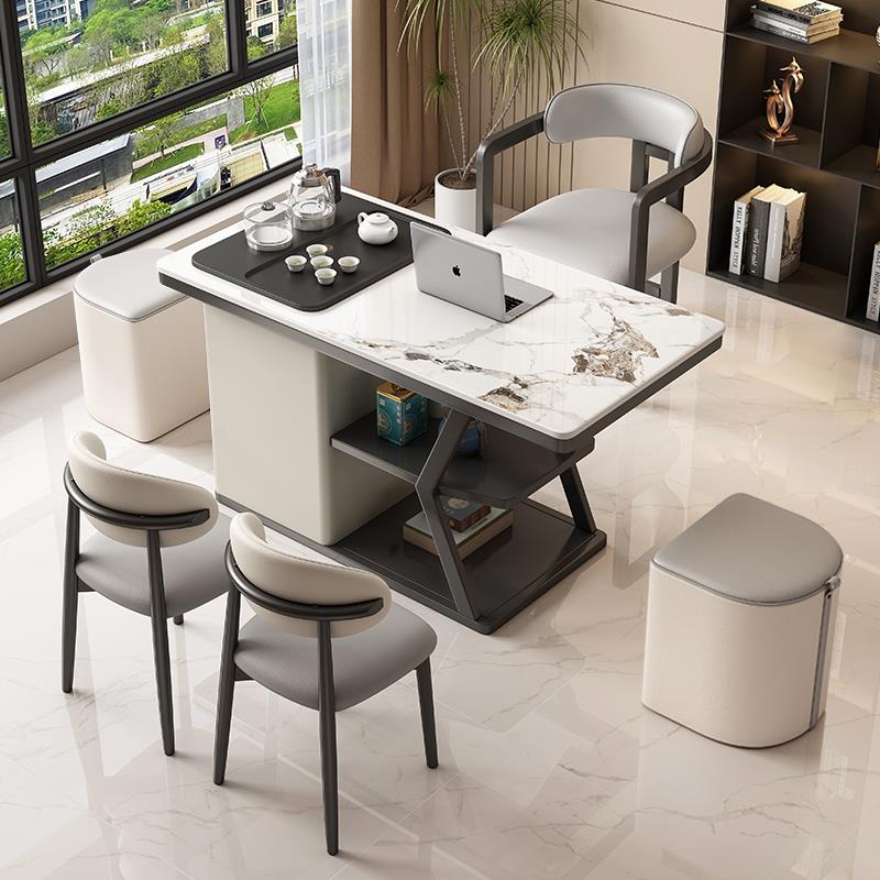 轻奢岩板阳台茶桌椅组合现代小户型茶几客厅家用小茶台烧水壶一体