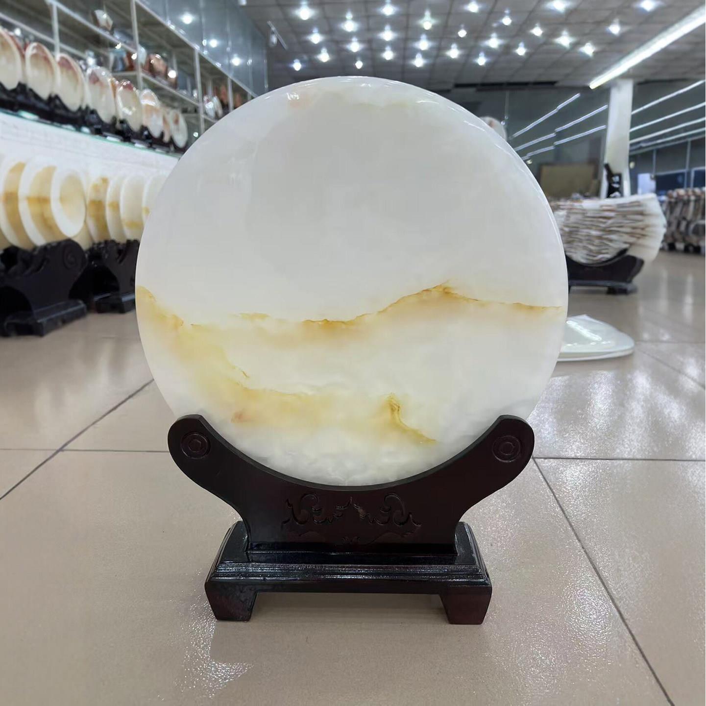 天然玉石平安扣玉壁杯古罗汉眼装饰摆件家居客厅玄关桌面工艺品品