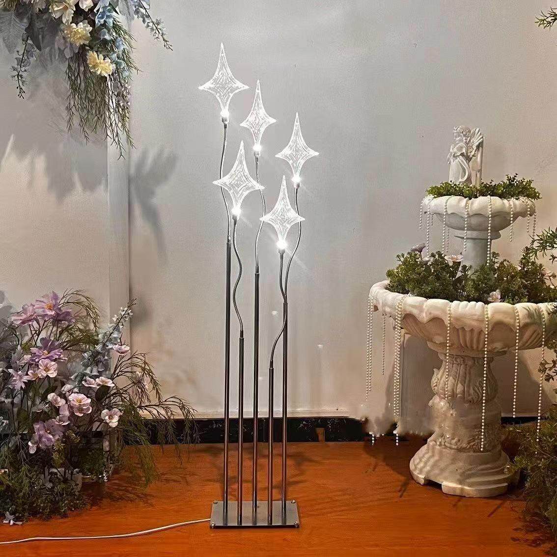 创意婚庆道具银色发光6头幸运星路引韩式五角星星婚礼浪漫气氛灯