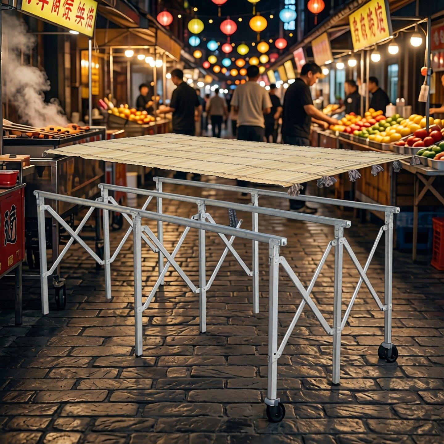 夜市摆摊用的折叠地摊货架赶集摊位加厚竹席水果架便携伸缩折叠桌