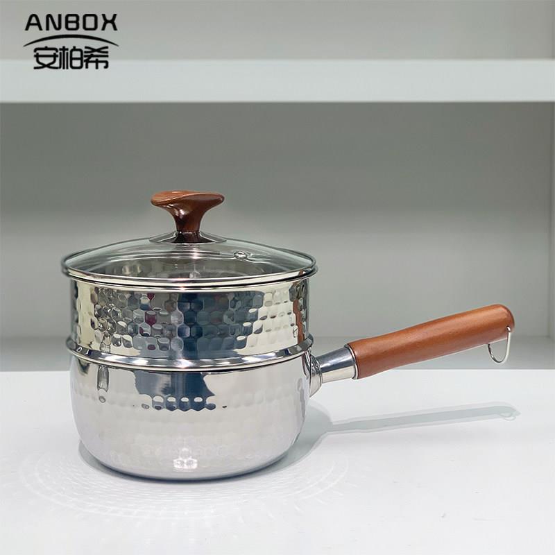 304不锈钢雪平锅家用婴儿辅食三层钢小型奶蒸锅一人食泡面小汤锅