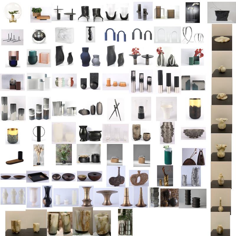 现代简约白色陶瓷花瓶花器摆件客厅花艺插花样品屋展示中心样板房