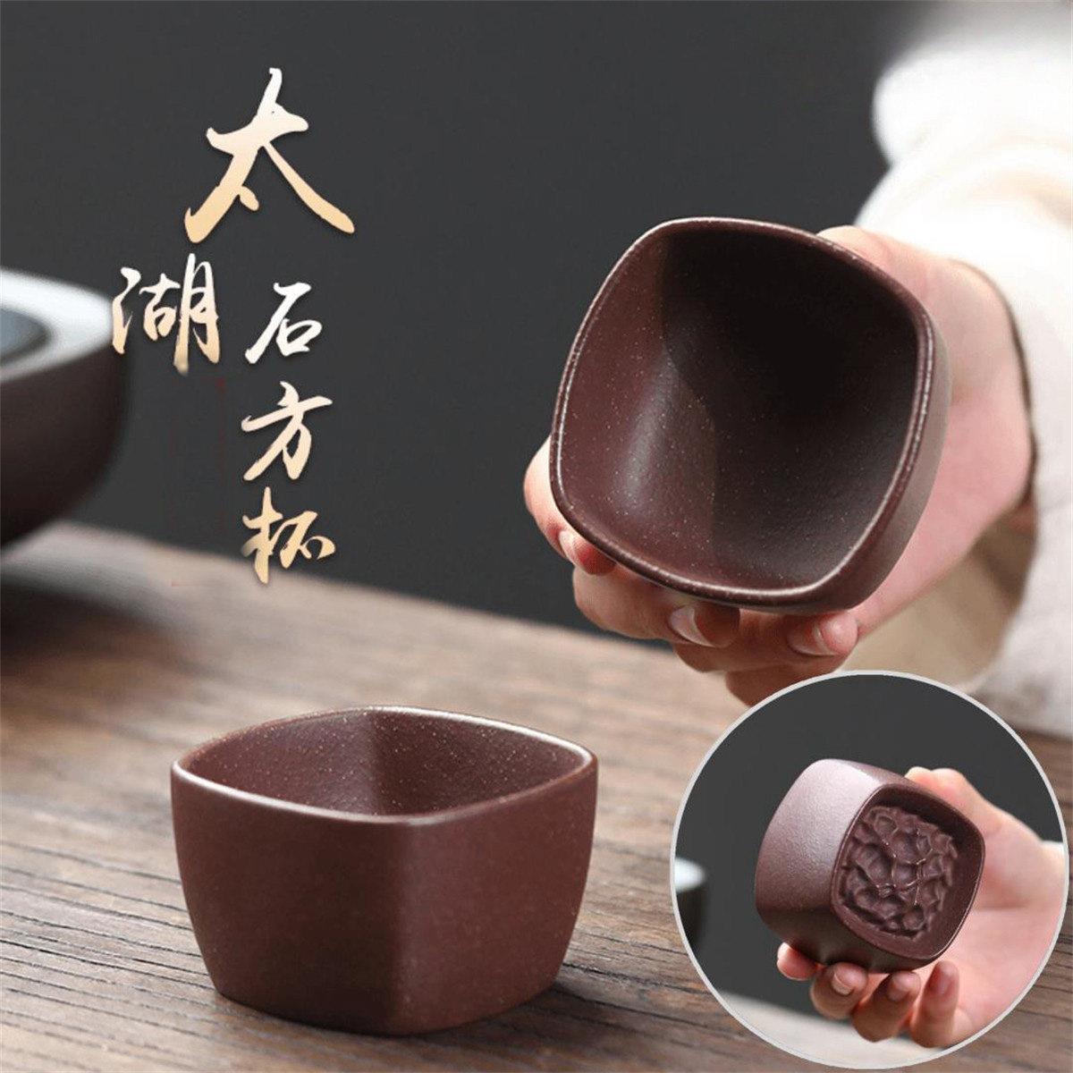 和素宜兴手工紫砂主人杯单个茶杯大容量紫泥四方杯品茗杯子150cc