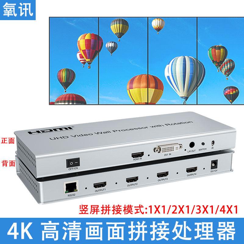竖屏HDMI拼接器广告影片拼接盒4台电视90度屏幕旋转多种拼接模式