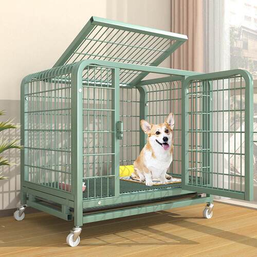 新款特粗方管狗笼子小型犬狗笼带厕所室内家用狗屋狗窝宠物铁笼子