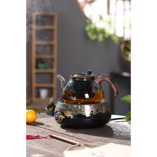 家用耐高温玻璃茶壶圆形电陶炉室内全套煮茶器电热煮茶炉茶壶 中式