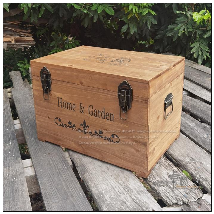 定做特大号复古木箱可坐人实木收纳箱家居装饰双扣储物箱茶几箱子