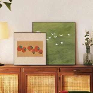 法式复古装饰画绿色客厅沙发背景墙挂画高级感餐厅卧室壁画挂画