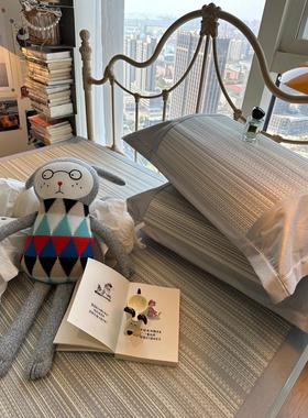 ins天然草席灰色夏凉席三件套空调席子1.5m1.8夏天日式简约