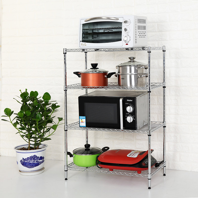 厨房用品置物架不锈钢色烤v箱储物架微波炉架收纳架4层架锅架包邮