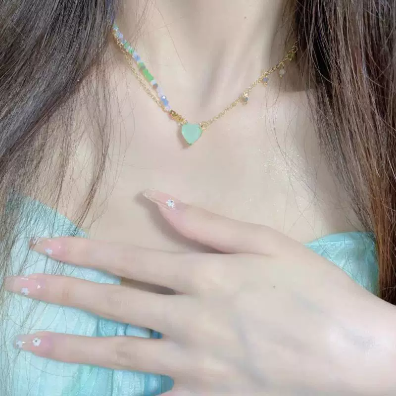 Mint cute fresh necklace, light luxury style, Birthday gift