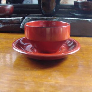 出口漆器木胎茶杯/盘二件套