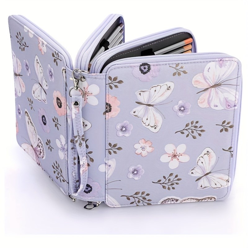 插槽120e色新款大容量印花欧美风素描笔彩铅笔学生文具收纳笔袋