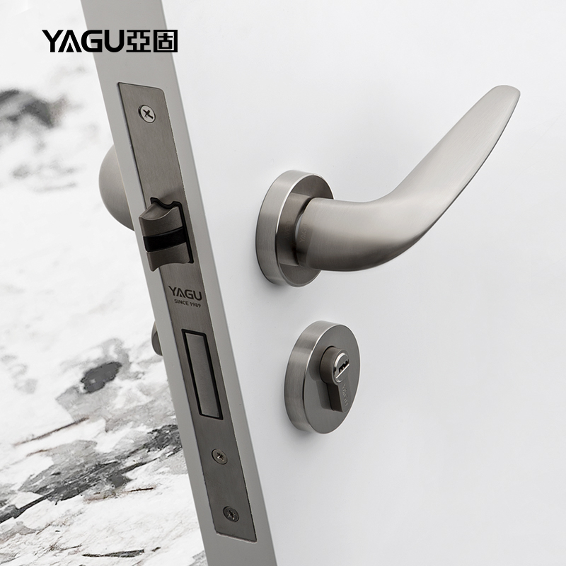 亚固北欧门锁简约分体锁房间门锁室内卧室静音现代门W把手磁吸门
