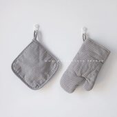 加厚微波炉烤箱防烫手套8130 简约条纹布艺隔热手套锅垫 朴简 日式