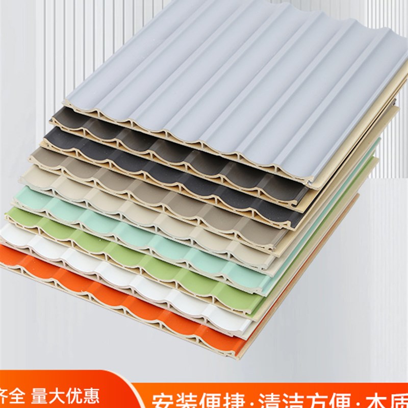 生态木内圆弧板酒店背景墙密波板格栅圆N弧护墙板竹木纤维波板