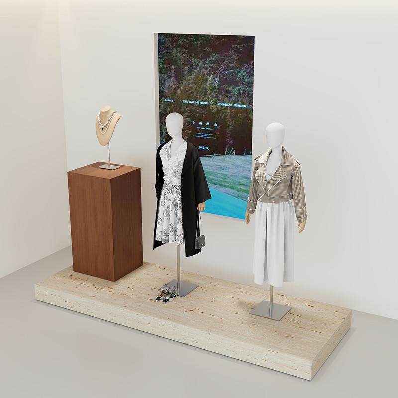 服装店橱窗展示台模特地台流水台女装店洞石中岛台鞋包店铺陈列柜