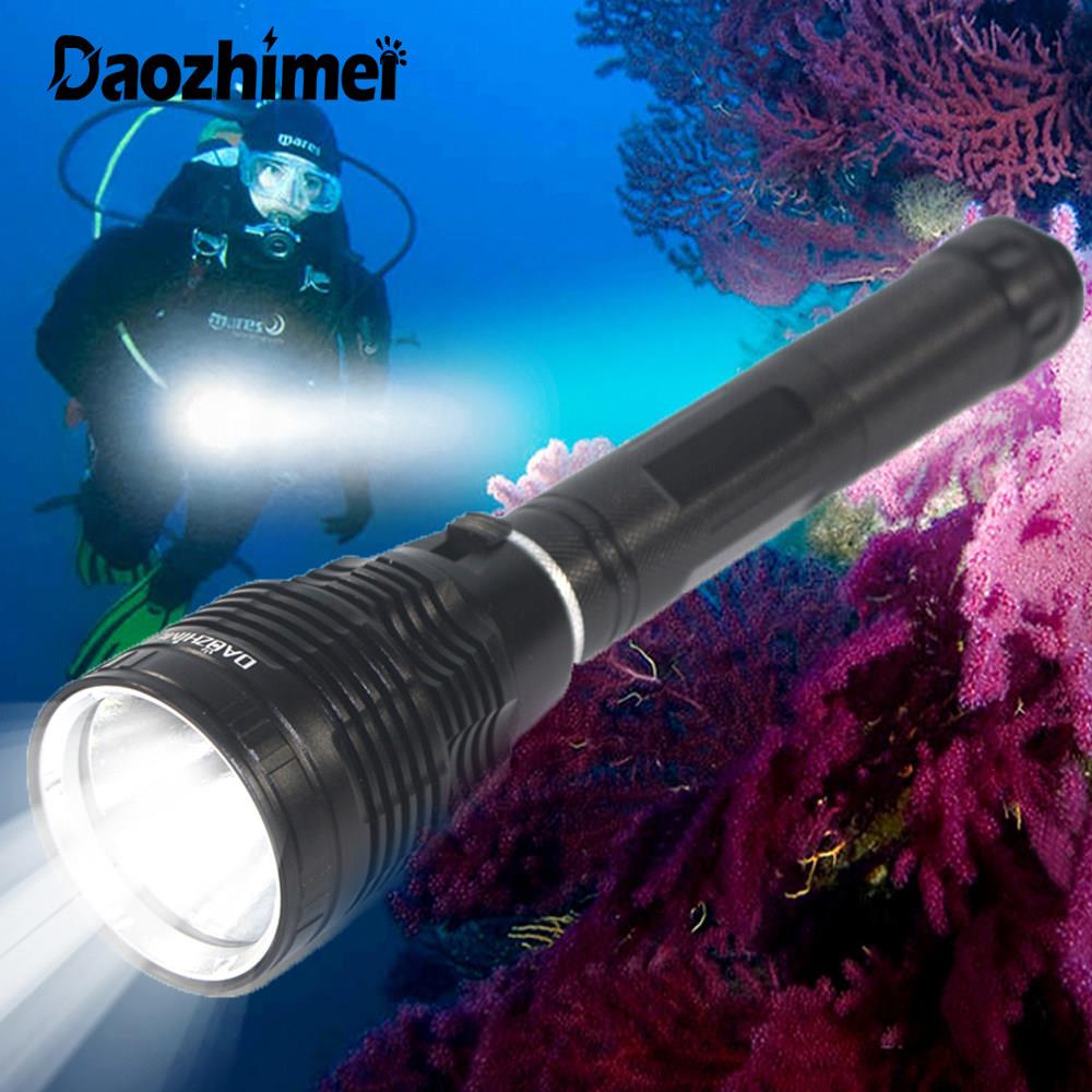 3节26650潜水手电筒强光超亮水下浮潜专用灯防水水蛙人照明抓鱼灯