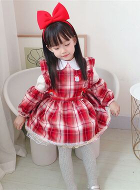 秋冬款女童公主罩l衣反穿衣画画宝宝吃饭衣防水女孩纯棉围裙幼儿