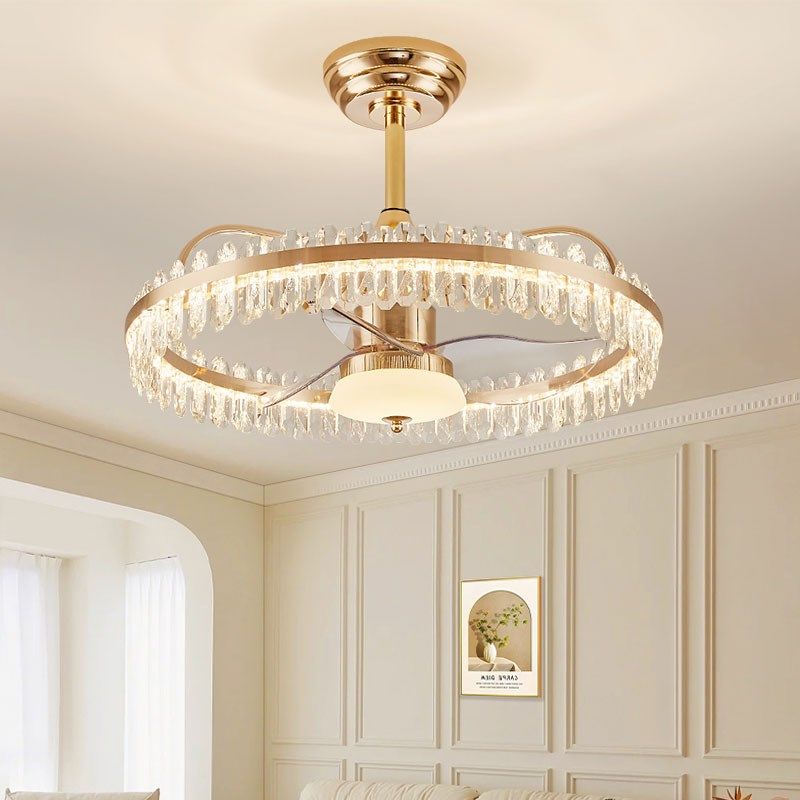 风扇灯吊扇灯客厅餐厅轻奢现代简约水晶电扇灯一体家用吸顶卧室灯,家装灯饰光源,风扇灯,淘宝优惠券,粉丝福利购,淘宝优惠卷