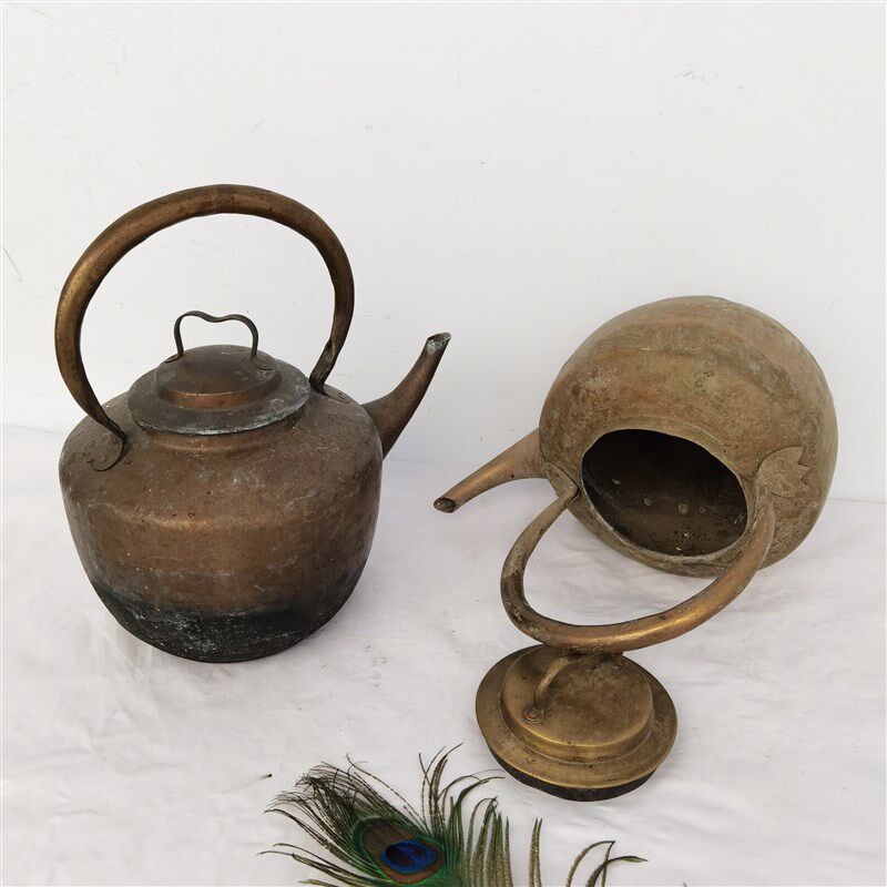 老物件国铜烧水壶民俗怀旧收藏杂项老东西铜器提梁茶壶道具摆件