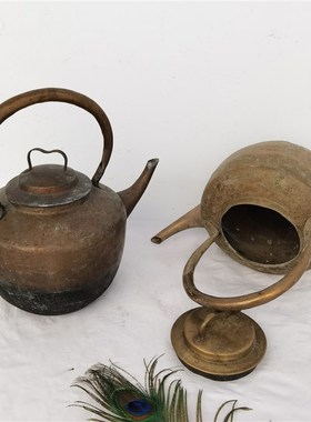 老物件国铜烧水壶民俗怀旧收藏杂项老东西铜器提梁茶壶道具摆件