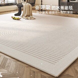 2024夏季新款轻奢高级感冰丝凉席镇平地毯客厅卧V室免洗可擦地垫