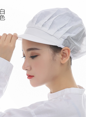 人员厨师帽女厨房蓝色家用工作帽冒子食堂女士Q纺织劳保包装医师