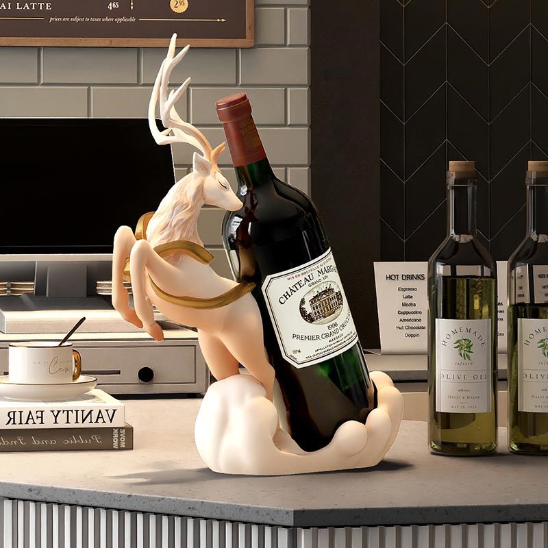 福鹿红酒架柜摆件酒柜装OEZ饰品客G厅展示边柜高档酒托乔餐开迁业