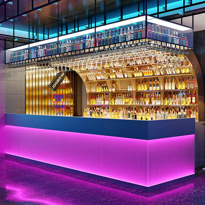 网红吧台酒柜靠墙壁挂式工业风发光酒吧铁N艺展示架创意红酒架子