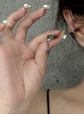 荆棘星芒复古耳夹冷淡风辣妹小众设计耳骨夹不对称流苏无耳洞耳饰