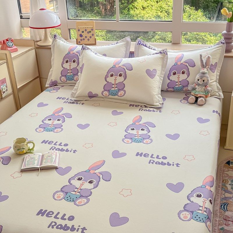卡通儿童纯棉床单单件100全棉被单学生宿舍女孩单人1米5三件套1.2