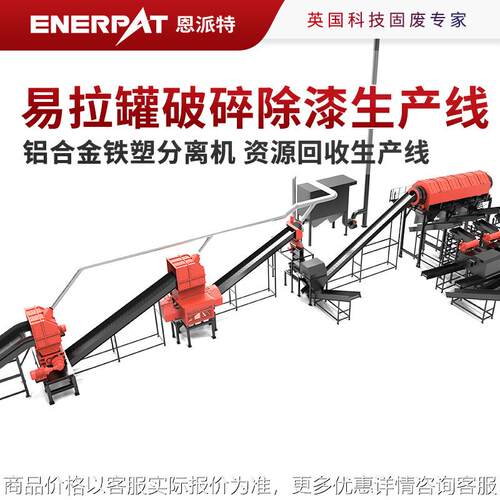 易拉罐破碎除漆生产线 铝合金铁塑分离机 资源回收生产线
