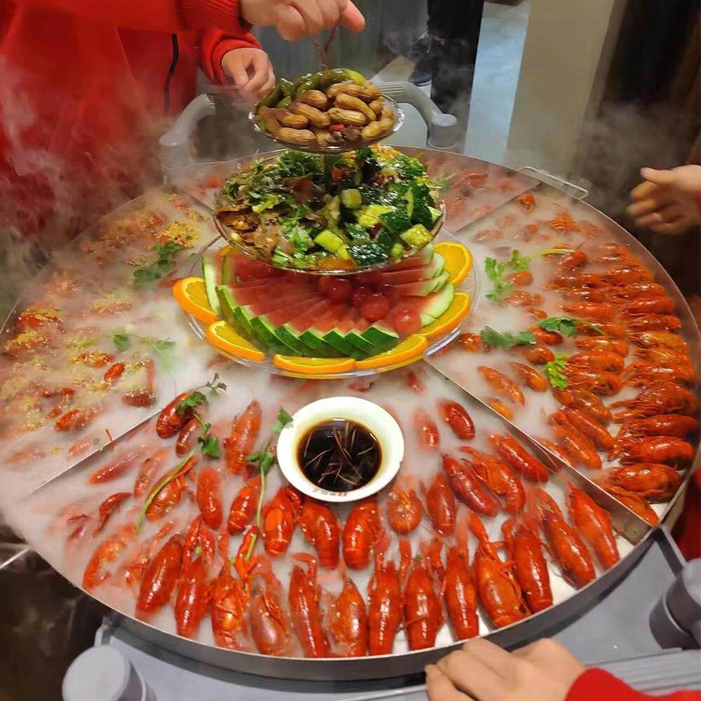 小龙虾大咖盘创意海鲜拼盘盛宴锅商用盘子饭店专用摆盘304不锈钢