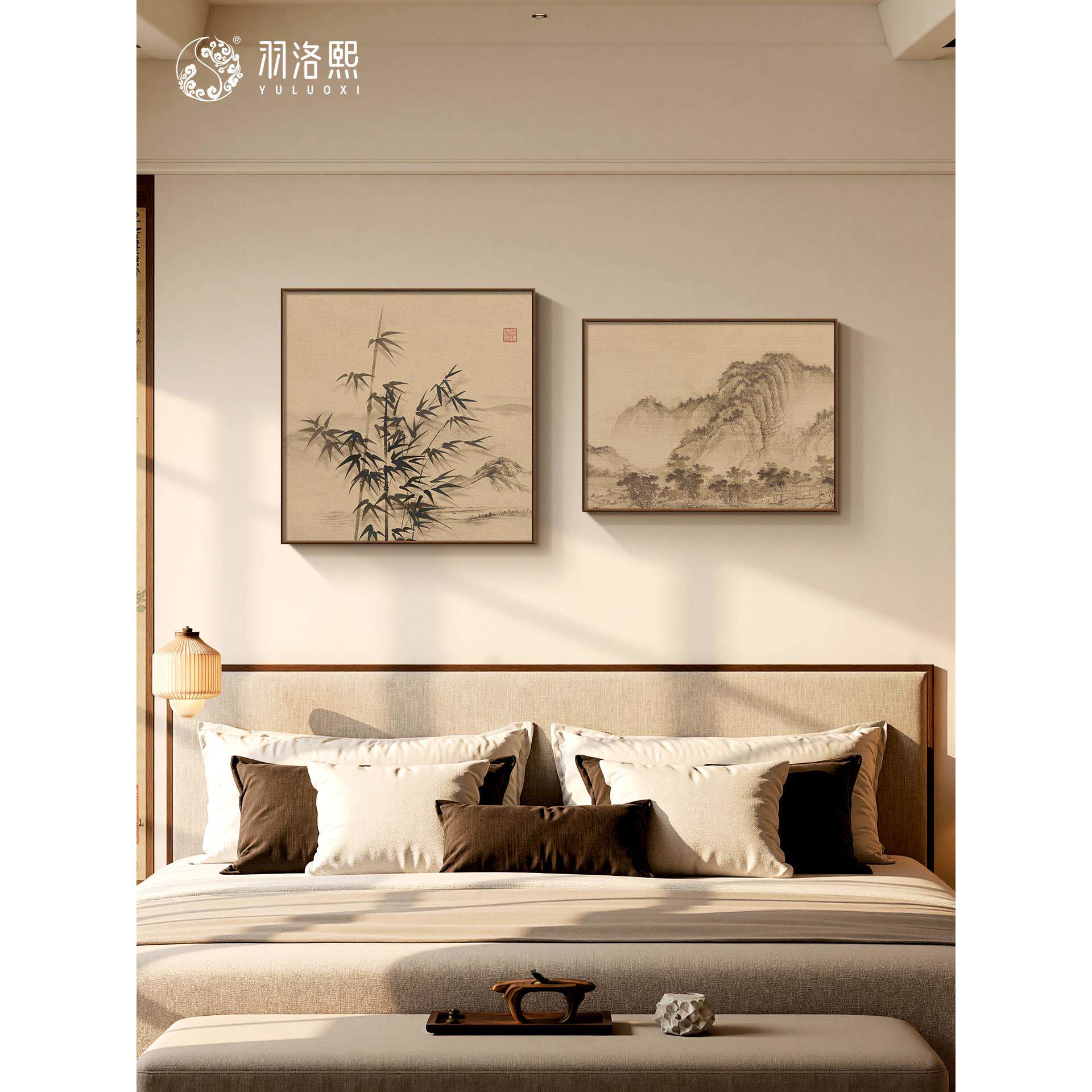 墨竹图宋代美学床头装饰画新中式卧室书房茶室背景墙面挂画国风画