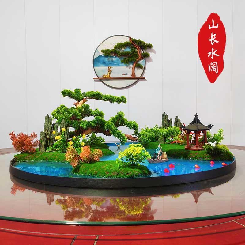 大圆桌中间转盘摆件餐桌花摆花现代简约餐桌上的假花沙盘盆景绢花