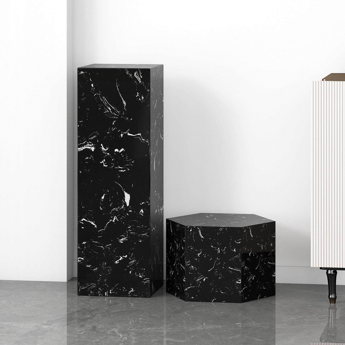 黑白根现代简约人造大理石底座客厅石材立柱墩子玄关摆件雕塑基座,家居饰品,落地摆件,淘宝优惠券,粉丝福利购,淘宝优惠卷