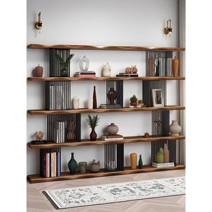 铁质实木客厅隔断书架落地式多层储物架墙书柜整墙展示架