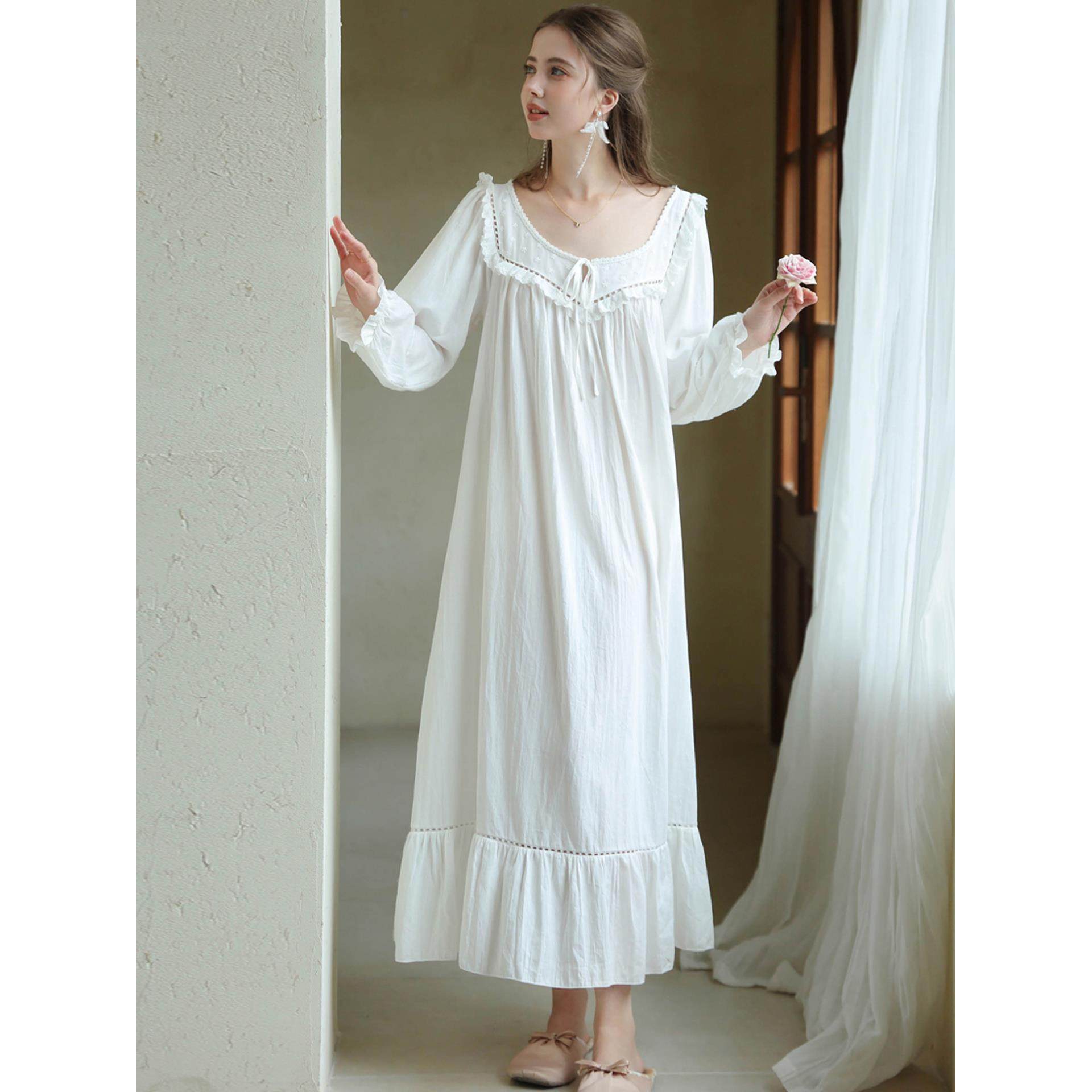 法式宫廷式女式睡衣夏季纯棉长袖公主式高级睡衣女生家装