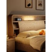 灰实木床抽屉式 2.2米主卧大 实木2米X 储物双人床斯堪 纳维亚风格