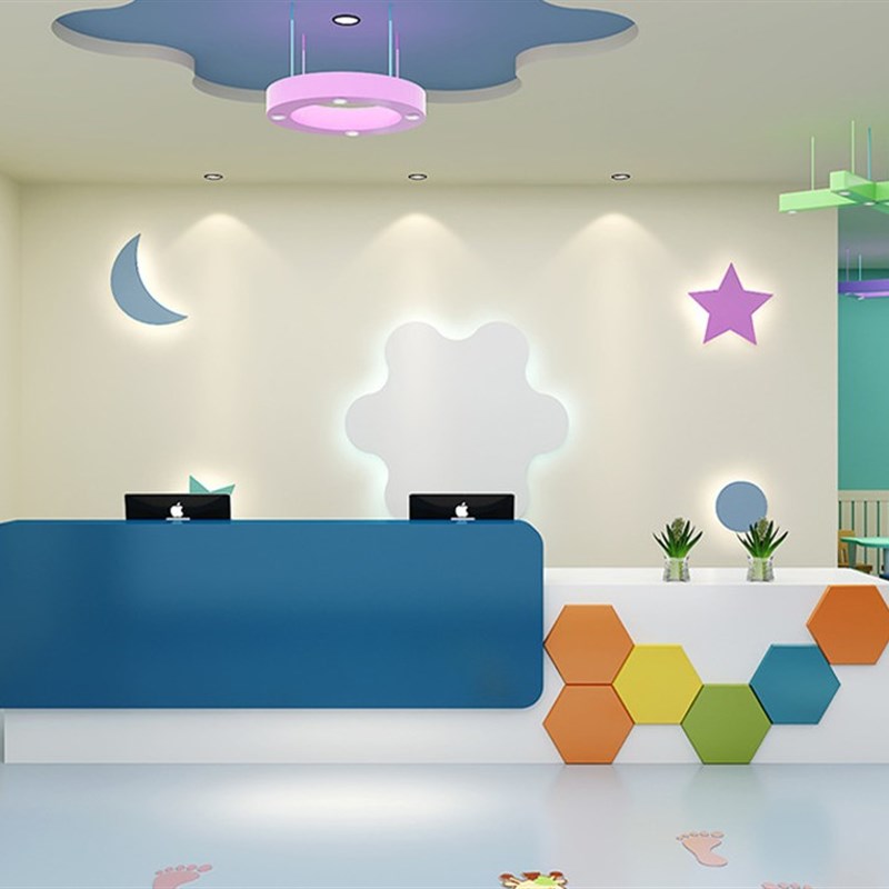 少儿培训a班幼儿园前台教育机构烤漆接待台吧台早教中心新款